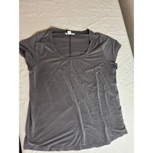 Athleta Women's Gray Short Sleeve Scoop Neck T Shirt Top Size L